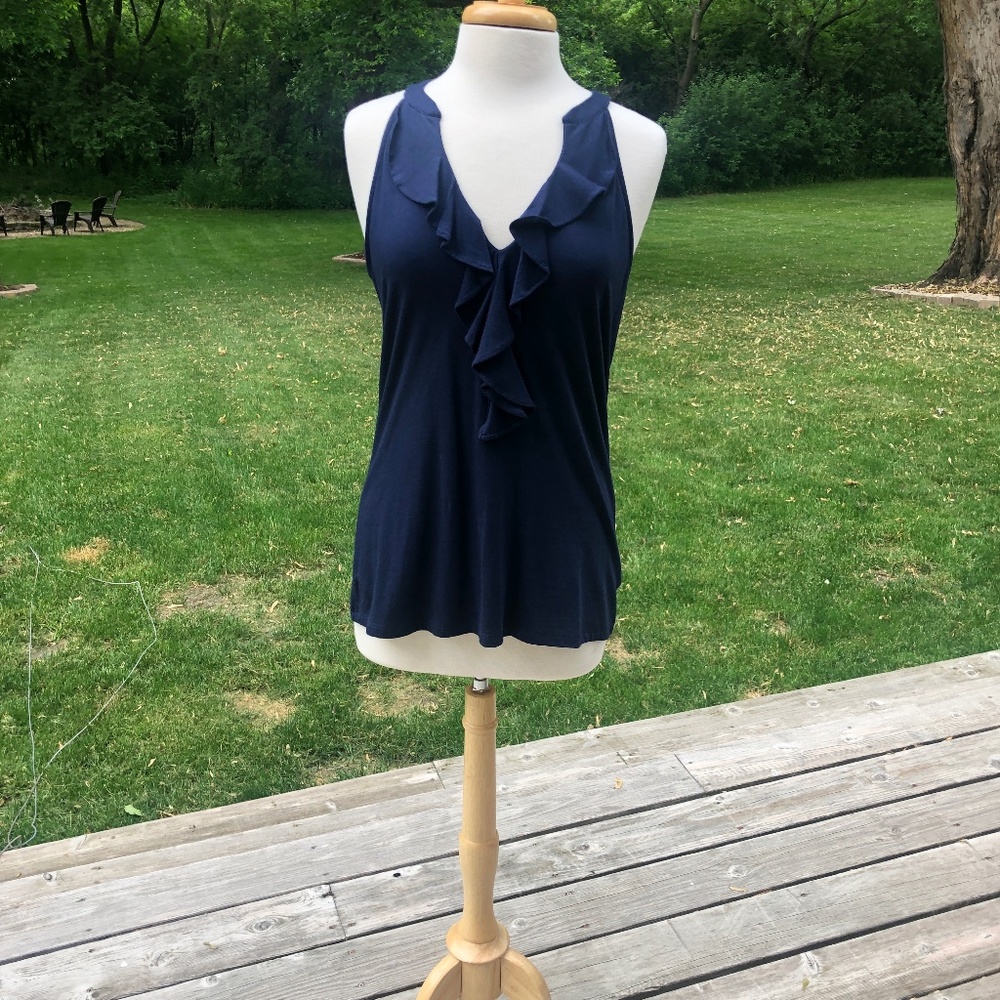 Lilly Pulitzer Navy sleveless ruffle top